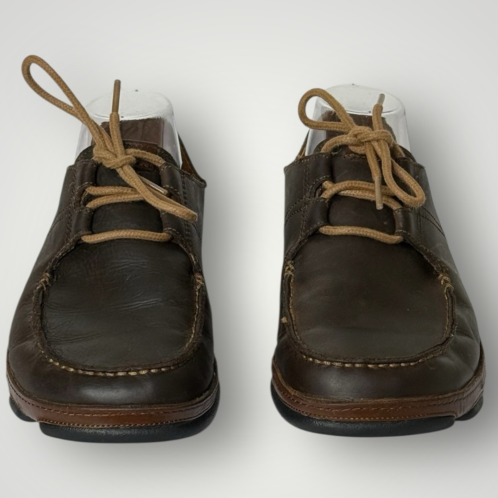 Olukai Shoes Men's 8 Ohana Lace Up Nubuck Brown Leather Hand Sewn Shoe - Picture 3 of 9